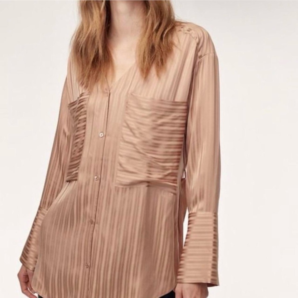 Aritzia Zelie Shirt in Taupe